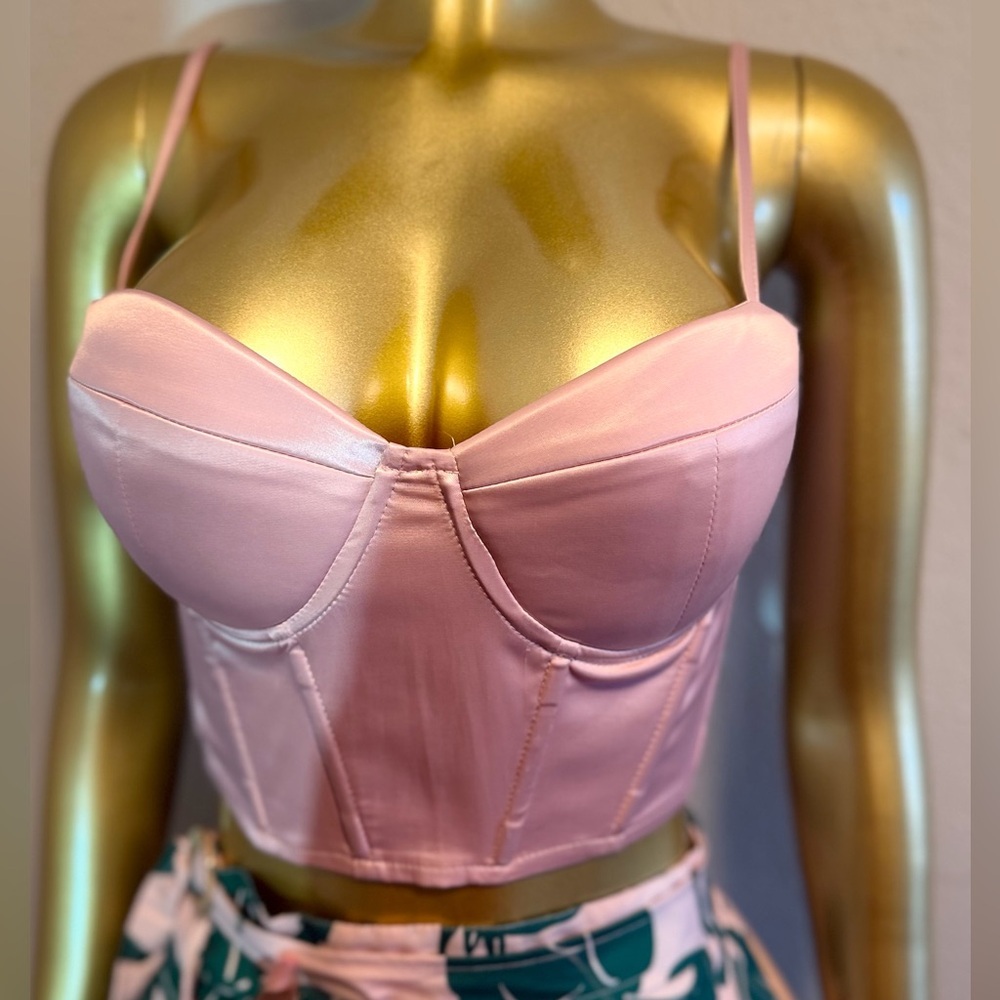 Pink Satin Bustier Top